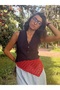 Crochet Red Bandana with Mussel Pattern, Hand Knitted - 4