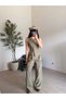Khaki Vest Palazzo Linen Suit