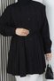 Hakim Collar Pleated Detailed Buttoned Tunic Black Hnt2127 - 5