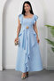 Square Neckline Shoulder and Skirt Ruffle Dress Grs4052