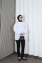 Bow Detailed Gathered Balloon Sleeve Tunic White Hnt2128 - 5