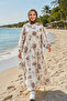 Women's Buttoned Patterned Modal Fabric Brown Dress - 5