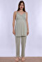 Maternity and Postpartum Pajama Set with Rope Straps and Breastfeeding Feature Effortt - Green - 2