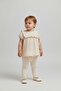Baby Girl Beige Ruffle Blouse and Leggings Set - 3