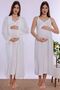 Breastfeeding Feature Cotton Robe Maternity Nightgown Set Effortt - Ecru