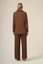 Women's Scarf Collar Tassel Detailed Double Suit Set Brown 31335 - 6