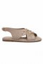Lusso Women's Beige Cross-Strapped Suede Sandals with Gold Accessory Detail - 3