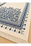 Luxurious Velvet Woven Prayer Rug with Soft Texture and Fringed Mihrab Pattern, Navy Blue - 2