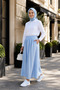 Women's Elastic Waist Strawberry Fabric Blue Skirt - 5