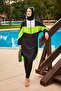 Parachute Fabric Black Full Covered Hijab Swimsuit - 4-Piece Set M2421