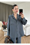 Anthracite Tencel Shirt Blouse Pants Set - 7310 - 3