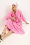 Muslin Midi Length Buttoned Pink Dress