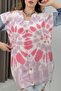 Patterned Long Knitwear Cardigan with Handle Denim Detail Pink - 4