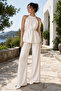 Ecru Halter Neck Tie-Waist Stylish Women's Set - 2