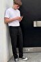Men's Comfort Fit Wide Leg Black Baggy Pants - 3