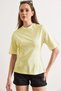Women's Yellow Crew Neck Cotton Peplum T-Shirt Tsh-19000943 - 2