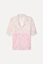 Women's Ecru Embroidered Resort Collar Short Sleeve Shirt