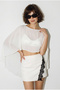 Women's White Boat Neck Bat Sleeve Transparent Chiffon Blouse Db261015 60286363 - 3