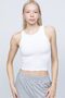 Women's White Ribbed Zero Sleeve Crop Tank Top