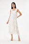 Beige Italian Layered Lined Zero Sleeve Silk Dress 38 - 42 Size - 4