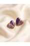 Pavlonya Daisy Purple Dreams Series Heart Polymer Clay & Epoxy Handmade Design Nail Earrings - 2