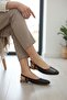 Women's Oval Cut Flat Upper Orthopedic Open Back Low Heel Ballerinas - 2