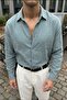 Yurin Men's Premium Muslin 100% Cotton Oversize Turquoise Long Sleeve Shirt - 2