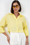 Women's Striped Oversize Short Shirt 1351 - Yellow - 3