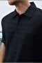 Marrakech Men's Black Wrinkled Fabric Oversize Polo Collar T-Shirt - 3