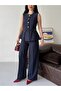 Women's Buttoned Belted Vest and Palazzo Pants Two-Piece Set - 4