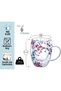 Double Wall Glass Coffee Mugs 350ml with Real Dry Flowers Set of 6, Insulated Flower Glass Mugs, Aesthetic Clear Cups, Unique Gift Box (MULTI-2) - 2