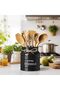 Ceramic Farmhouse Utensil Holder for Kitchen Counter, Large Rustic Utensil Crock, Black - 2