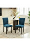 Upholstered Parsons Dining Chairs Set of 2, Fabric Dining Room Kitchen Side Chair with Nailhead Trim and Wood Legs - Deep Blue,No Table - 2