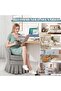 Vanity Stool, Upholstered Tall Back Arm Chair w/Side Pockets, Wood Legs Comfortable Dressing Piano Bench Chair for Vanity for Makeup Room, Bathroom - 4