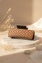 Quilted Patterned Tan Color Large Size Hair Claw Clip - 6
