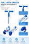 Blue 3 Wheel Bunny Kids Scooter with LED Light Up Wheels, DAT, Ages 3-10, Hediyelik - 3