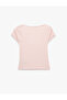 Slim Fit Short Sleeve Lace Detailed Wrinkled Square Neck T-Shirt - 4