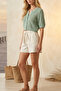 Women's Bohemian Patterned Short Sleeve Buttoned Crop Knitwear Cardigan - 4