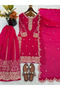 Rani Pink Fendy Silk Embroidered Palazzo Set-HRT8883-Rani Pink - 2