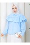 Women's Hijab Ruffled Flounce Detailed Long Sleeve Shirt Blouse