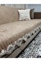 Velvet Lace Sofa Cover - Protective and Non-Slip Base with Sponge (170X210) Camel - 2
