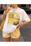 Women's Car-Flower-Lip Printed Crew Neck T-Shirt