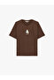 Comfortable Fit Short Sleeve Cat Embroidered Crew Neck Cotton T-Shirt