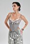Women's Blouse Corset with Brooch Detail on the Front and Agrafl Design on the Front - 2