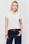 Women's Polo Neck V Cut Short Sleeve Blouse