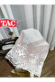 Flower Embroidered Rustic Design Decorative Eyelet Tulle Curtain - 2