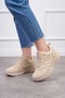 Ecru Women's Lace-Up Lightweight Sneaker Flat Sole Breathable Sports Shoes 213Nav - 2