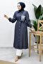 Workmanship Detailed Belted Waist Tunic Tsd260240 Dark Blue