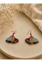 Authentic Fan Needlework Earrings with Beads - 2