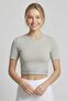 Women Slim Fit Short Sleeve Training Crop T-Shirt, Grey